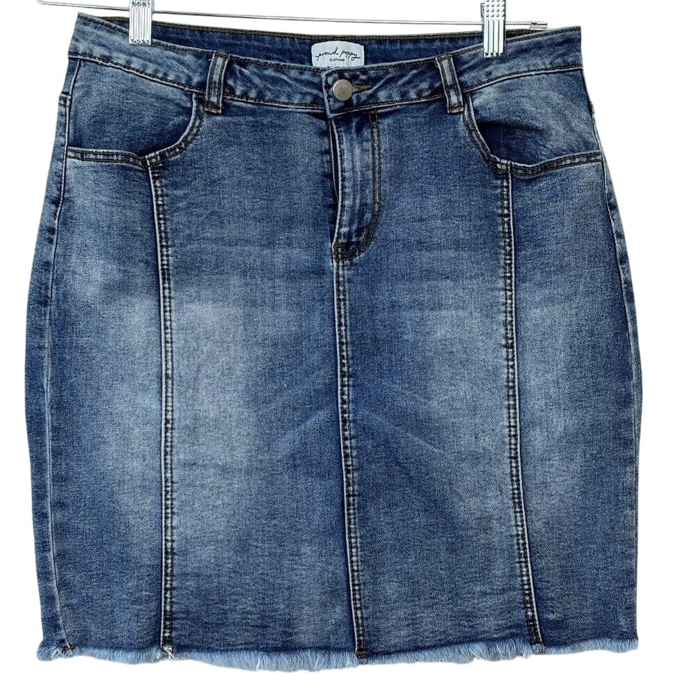 Proud Poppy Denim Mini Skirt Size 12 Dark Blue Excellent